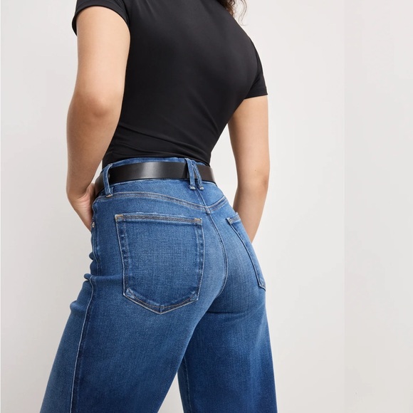 NWT GOOD AMERICAN Soft Tech Good Petite Skate Wide Jeans - Picture 6 of 12